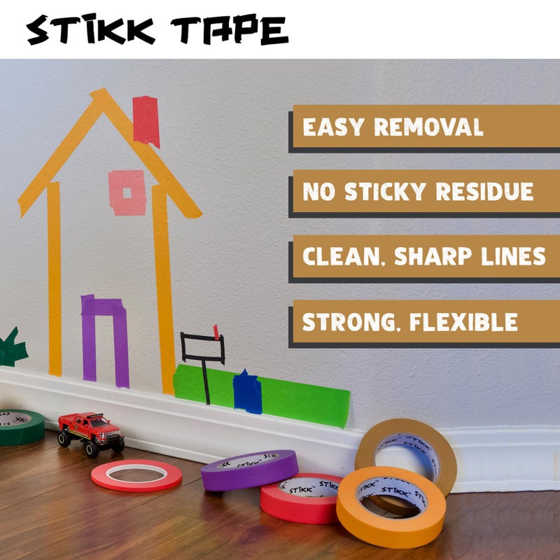 STIKK Painters Tape - 3pk Brown Painter Tape - 1 inch x 60 Yards - Paint Tape for Painting, Edges, Trim, Ceilings - Masking Tape for DIY Paint Projects - Residue-Free Painting Tape - Image 4